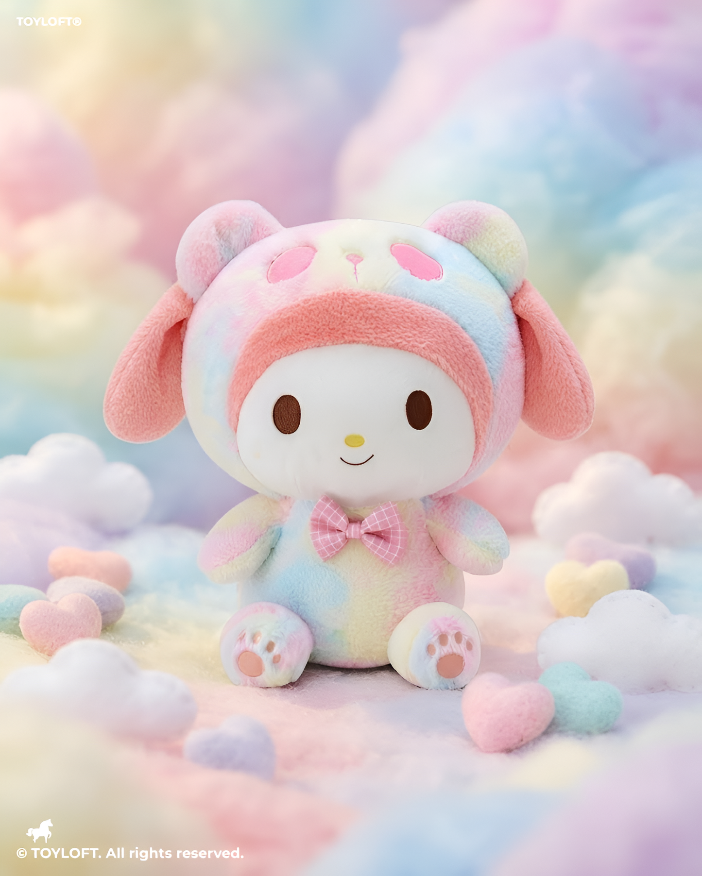 Kawaii Pastel Tie-Dye Sanrio-Inspired Plush Toy – 10-Inch Cute Animal Stuffed Animal ST11480