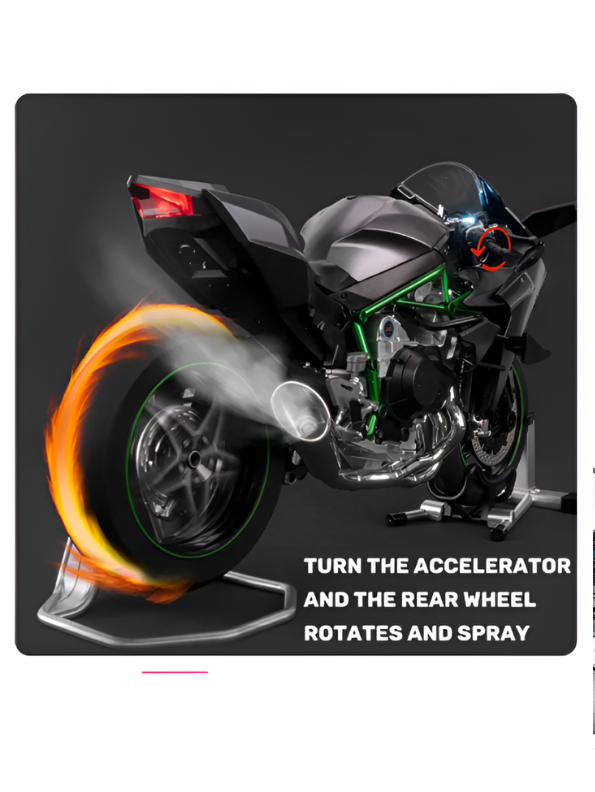 Kawasaki Ninja H2R 1/6 Scale Diecast Bike Model – Metal Collectible Motorcycle Replica with Moveable Parts & Stand - Black TV5903.