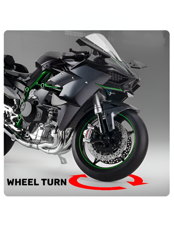 Kawasaki Ninja H2R 1/6 Scale Diecast Bike Model – Metal Collectible Motorcycle Replica with Moveable Parts & Stand - Black TV5903.