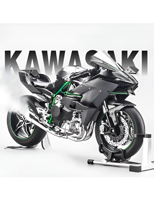 Kawasaki Ninja H2R 1/6 Scale Diecast Bike Model – Metal Collectible Motorcycle Replica with Moveable Parts & Stand - Black TV5903.