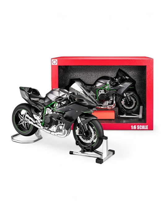 Kawasaki Ninja H2R 1/6 Scale Diecast Bike Model – Metal Collectible Motorcycle Replica with Moveable Parts & Stand - Black TV5903.