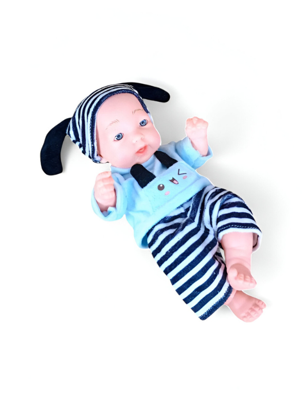 Kiddora – Baby Doll with Striped Outfit & Pacifier | Soft Realistic Toy for Kids LMI15609.