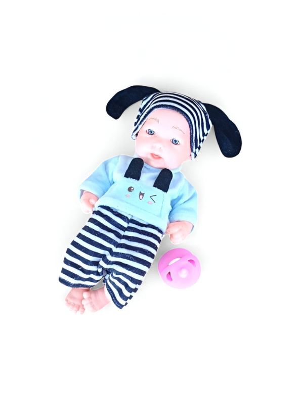 Kiddora – Baby Doll with Striped Outfit & Pacifier | Soft Realistic Toy for Kids LMI15609.