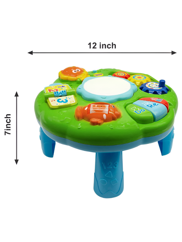 2-in-1 Musical Learning Table for Toddlers - Educational Baby Activity Center with Lights, Piano, Drums, and Hanging Crib Straps for Infants Aged 6+ Months Kids TV4207