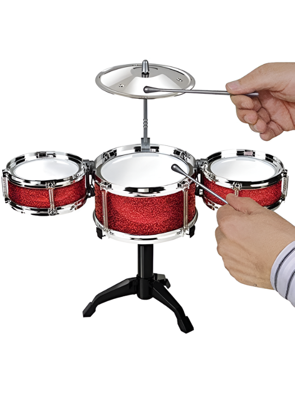 Kids Drum Set – 3 Mini Drums with Cymbal & Drumsticks, Musical Instrument Toy for Boys & Girls (Age 5+) TV7065