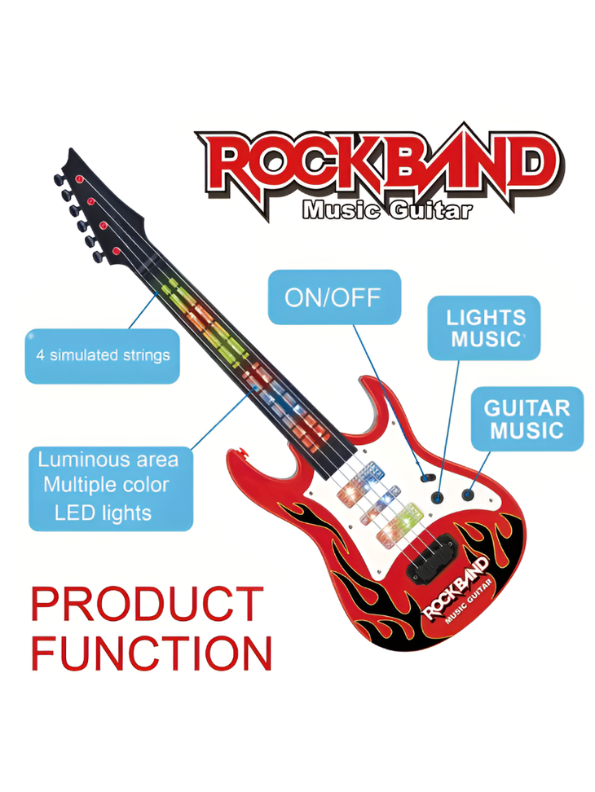Kids Electric Rock Guitar Toy with LED Flashing Lights and Music - Interactive Educational Musical Instrument for Boys and Girls LMI3193