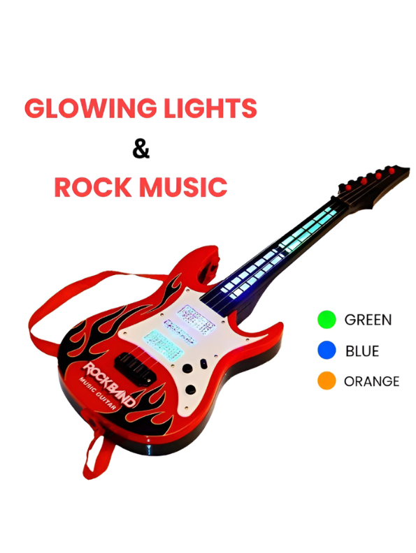 Kids Electric Rock Guitar Toy with LED Flashing Lights and Music - Interactive Educational Musical Instrument for Boys and Girls LMI3193