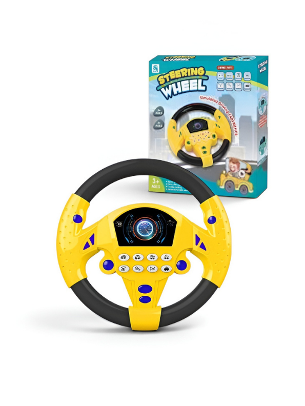 Kids Interactive Driving Steering Wheel Toy with 360° Rotation, Sound Effects & Suction Cups MD514