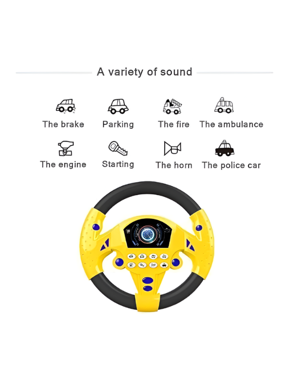 Kids Interactive Driving Steering Wheel Toy with 360° Rotation, Sound Effects & Suction Cups MD514