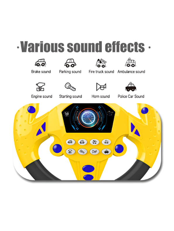Kids Interactive Driving Steering Wheel Toy with 360° Rotation, Sound Effects & Suction Cups MD514
