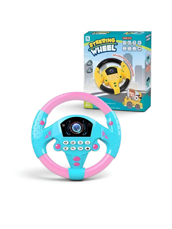 Kids Interactive Driving Steering Wheel Toy with 360° Rotation, Sound Effects & Suction Cups MD514