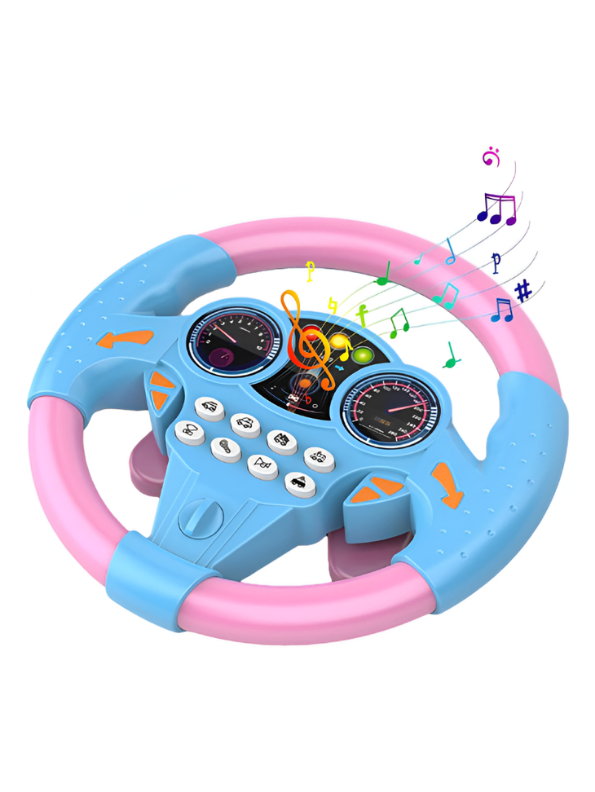 Kids Interactive Driving Steering Wheel Toy with 360° Rotation, Sound Effects & Suction Cups Pink MD514