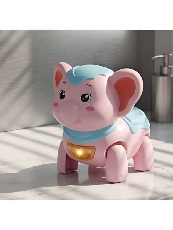 Kids Interactive Walking Elephant Toy – Pink  Musical Electronic Moving Animal with LED Lights & Sound Effects, Age 3+ LMI10499