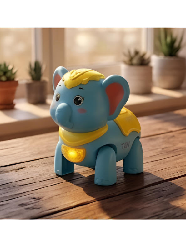 Kids Interactive Walking Elephant Toy – blue Musical Electronic Moving Animal with LED Lights & Sound Effects, Age 3+ LMI10499