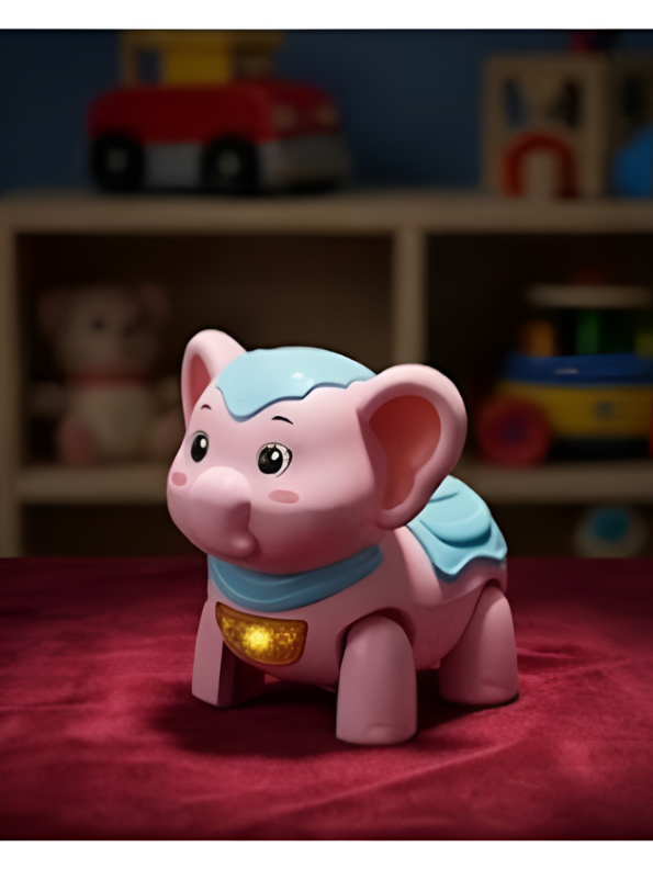 Kids Interactive Walking Elephant Toy – Pink  Musical Electronic Moving Animal with LED Lights & Sound Effects, Age 3+ LMI10499