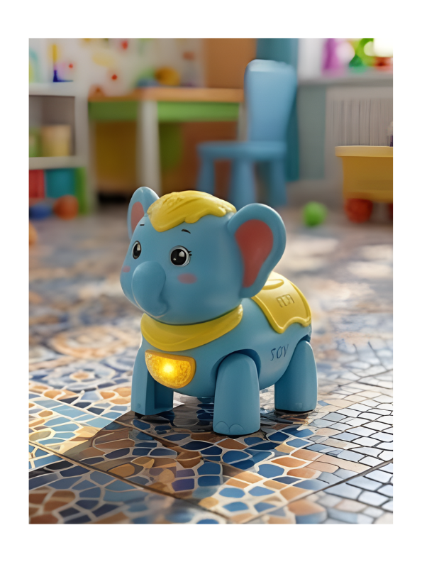 Kids Interactive Walking Elephant Toy – blue Musical Electronic Moving Animal with LED Lights & Sound Effects, Age 3+ LMI10499