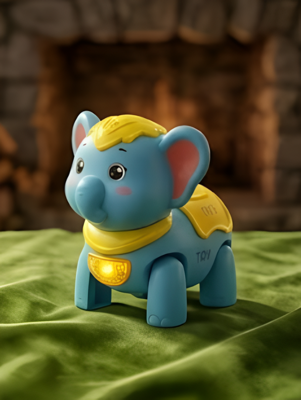 Kids Interactive Walking Elephant Toy – blue Musical Electronic Moving Animal with LED Lights & Sound Effects, Age 3+ LMI10499