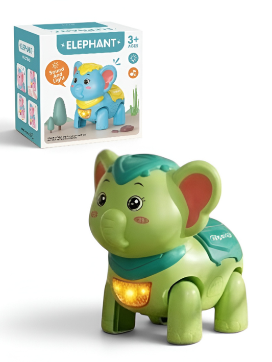 Kids Interactive Walking Elephant Toy –  Green Musical Electronic Moving Animal with LED Lights & Sound Effects, Age 3+ LMI10499