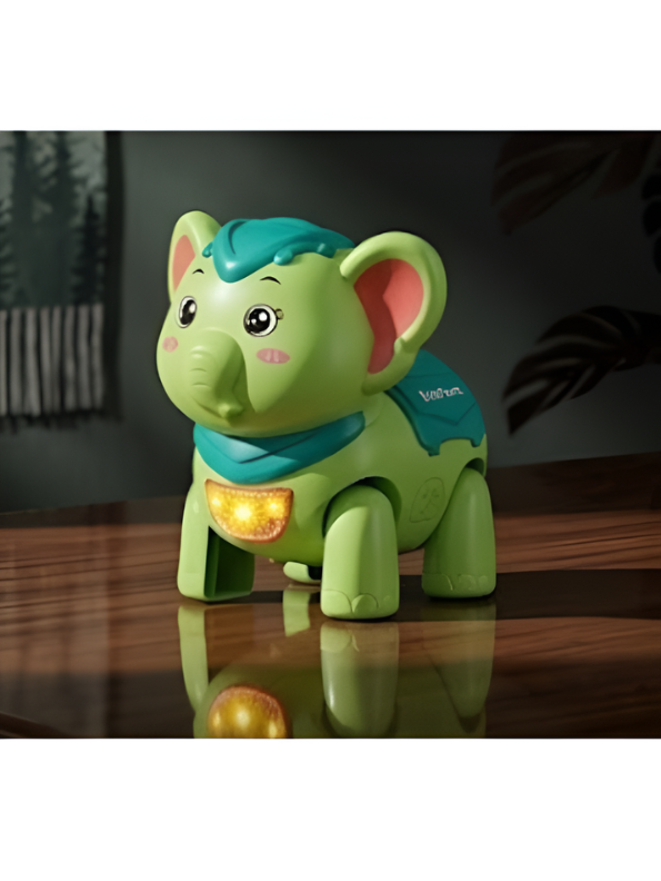Kids Interactive Walking Elephant Toy –  Green Musical Electronic Moving Animal with LED Lights & Sound Effects, Age 3+ LMI10499