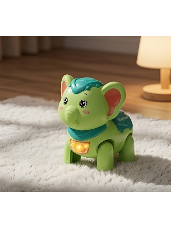 Kids Interactive Walking Elephant Toy –  Green Musical Electronic Moving Animal with LED Lights & Sound Effects, Age 3+ LMI10499