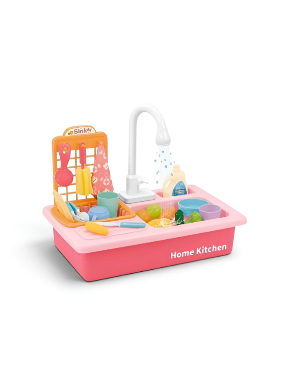 Kids Kitchen Sink Toy with Running Water – 20 Pcs Play Kitchen Accessories Set TV4609