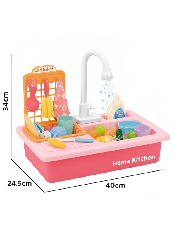 Kids Kitchen Sink Toy with Running Water – 20 Pcs Play Kitchen Accessories Set TV4609