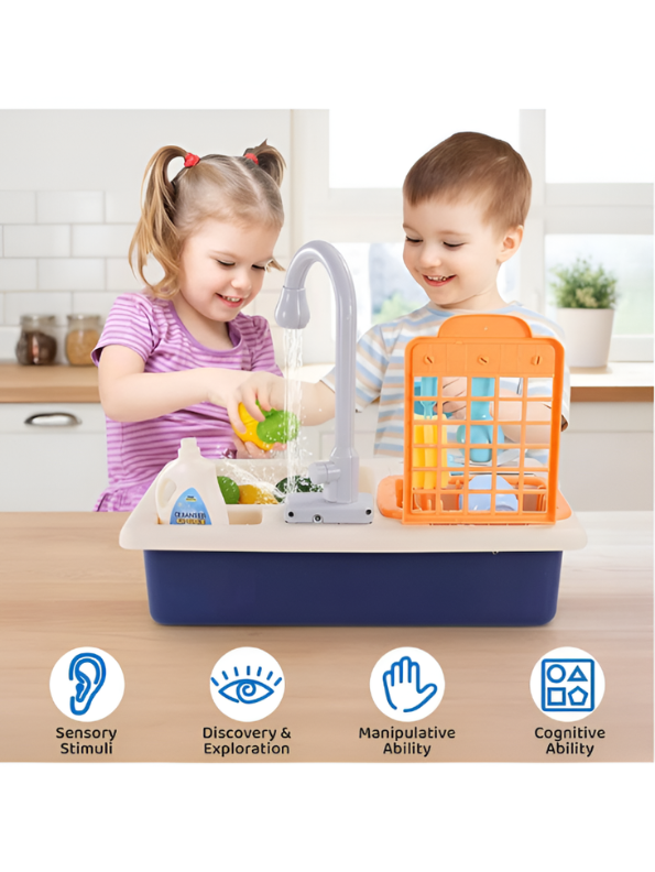 Kids Kitchen Sink Toy with Running Water – 20 Pcs Play Kitchen Accessories Set TV4609