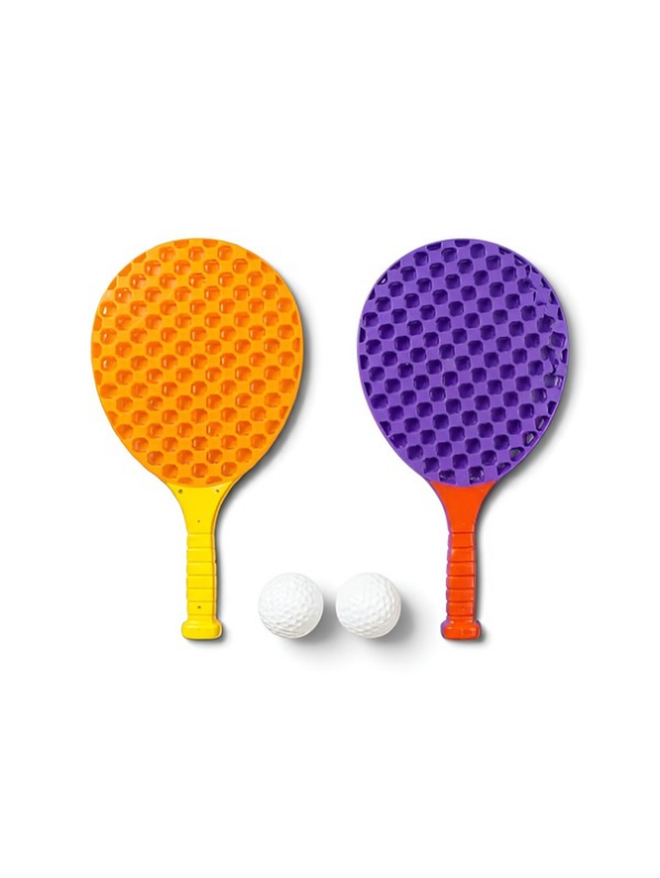 Kids Plastic Tennis & Beach Paddle Racket Set with 2 Balls – Lightweight Indoor & Outdoor Yard Lawn Game for Boys & Girls (Ages 3+) LMI16951
