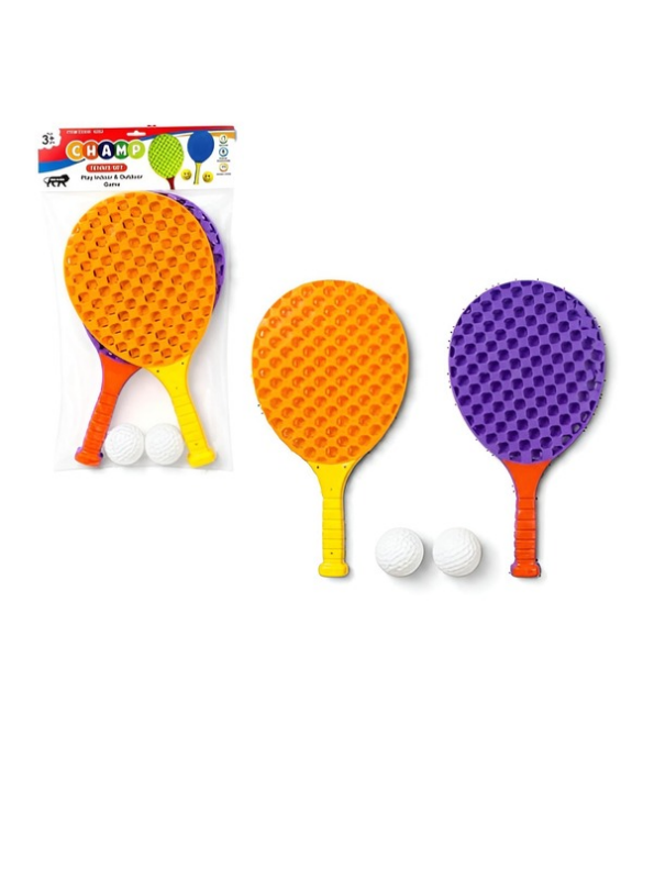 Kids Plastic Tennis & Beach Paddle Racket Set with 2 Balls – Lightweight Indoor & Outdoor Yard Lawn Game for Boys & Girls (Ages 3+) LMI16951