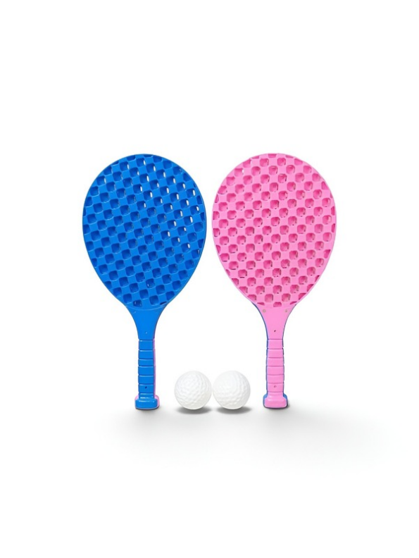 Kids Plastic Tennis & Beach Paddle Racket Set with 2 Balls – Lightweight Indoor & Outdoor Yard Lawn Game for Boys & Girls (Ages 3+) LMI16951