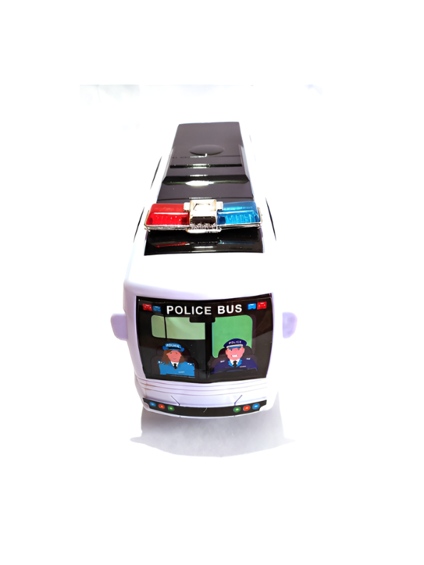 Kids Police Bus Toy with Dynamic 3D Lights and Sound Effects – Battery Powered Friction Powered Style Bump & Go Toy Vehicle for Children Aged 3+ TV1060