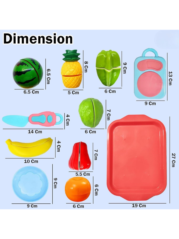 Kids Pretend Play Fruit & Veg Chopping Toy Set – Sliceable Kitchen Playset with Cutting Board & Knife LMI15139