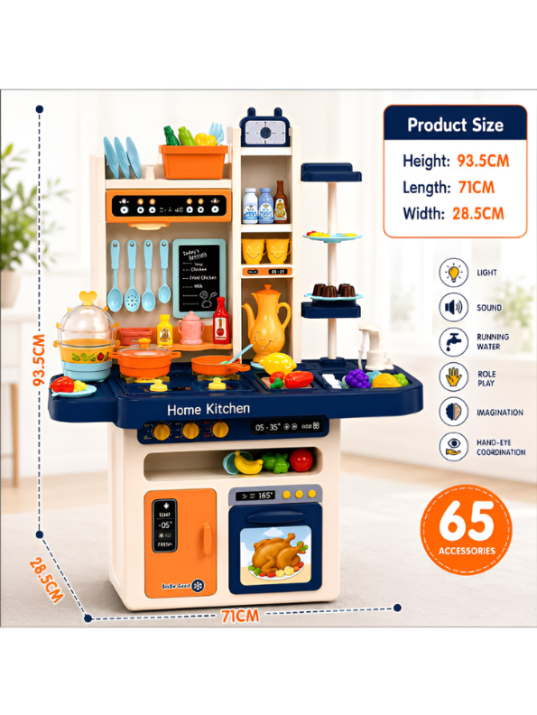 Kids Pretend Play Kitchen Set with 65 Accessories | Kitchen Playset MD181