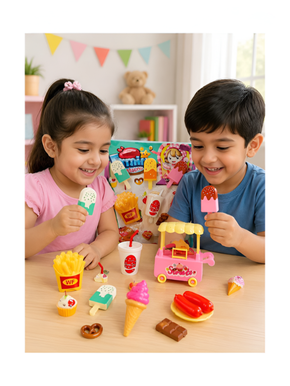 Kids Pretend Play Mini Sweet Cart & Fast Food Toy Playset LMI7427