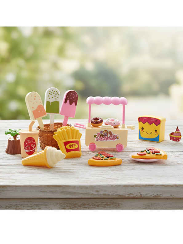 Kids Pretend Play Mini Sweet Cart & Fast Food Toy Playset LMI7427