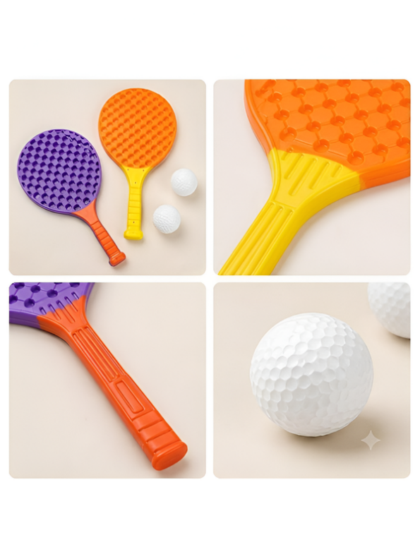 Kids Plastic Tennis & Beach Paddle Racket Set with 2 Balls – Lightweight Indoor & Outdoor Yard Lawn Game for Boys & Girls (Ages 3+) LMI16951