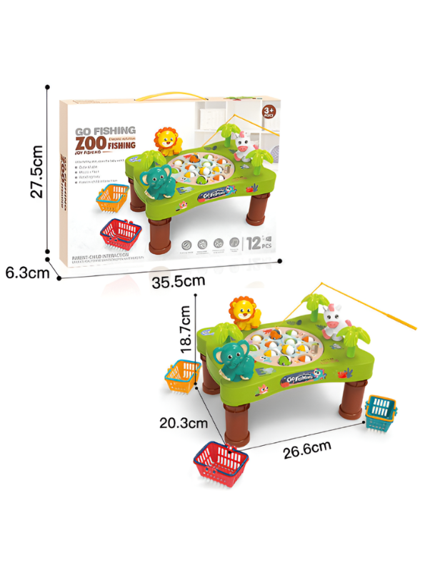 Kids' Zoo Fishing Table Toy – 12-Piece Interactive Educational Game for Children – Improves Hand-Eye Coordination TV1765