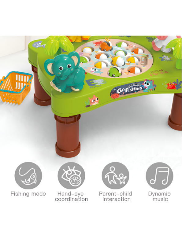 Kids' Zoo Fishing Table Toy – 12-Piece Interactive Educational Game for Children – Improves Hand-Eye Coordination TV1765