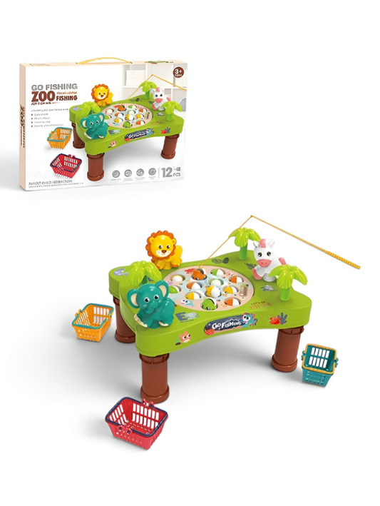 Kids' Zoo Fishing Table Toy – 12-Piece Interactive Educational Game for Children – Improves Hand-Eye Coordination TV1765