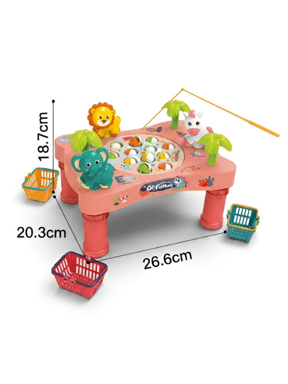 Kids' Zoo Fishing Table Toy – Pink 12-Piece Interactive Educational Game for Children – Improves Hand-Eye Coordination TV1765