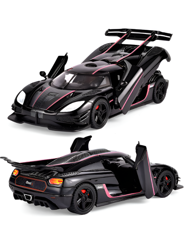 Koenigsegg One:1 Diecast Car Model 1:24 Scale Alloy Metal Supercar Black LMI16444.