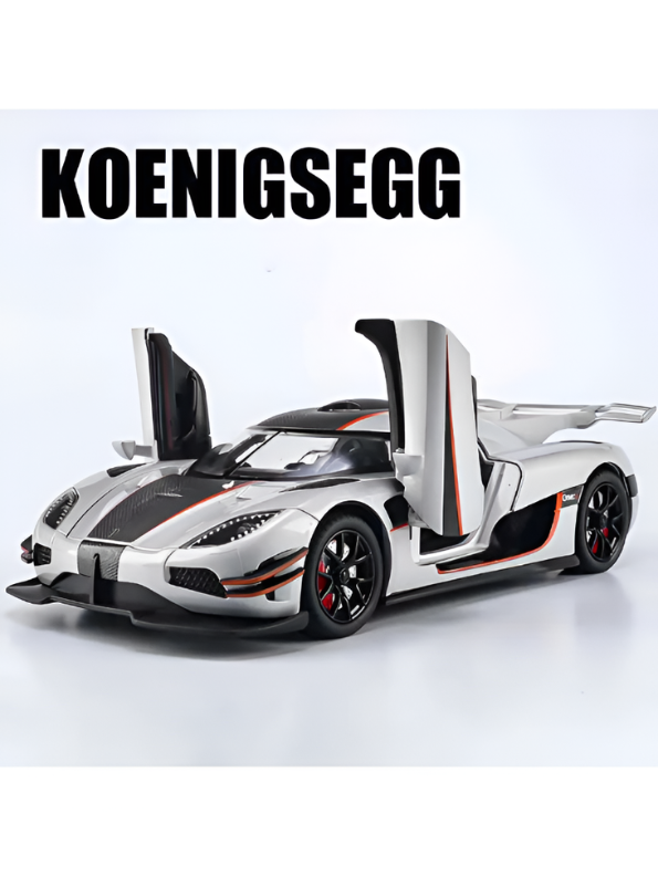 Koenigsegg One:1 Diecast Car Model 1:24 Scale Alloy Metal Supercar Silver LMI16444.