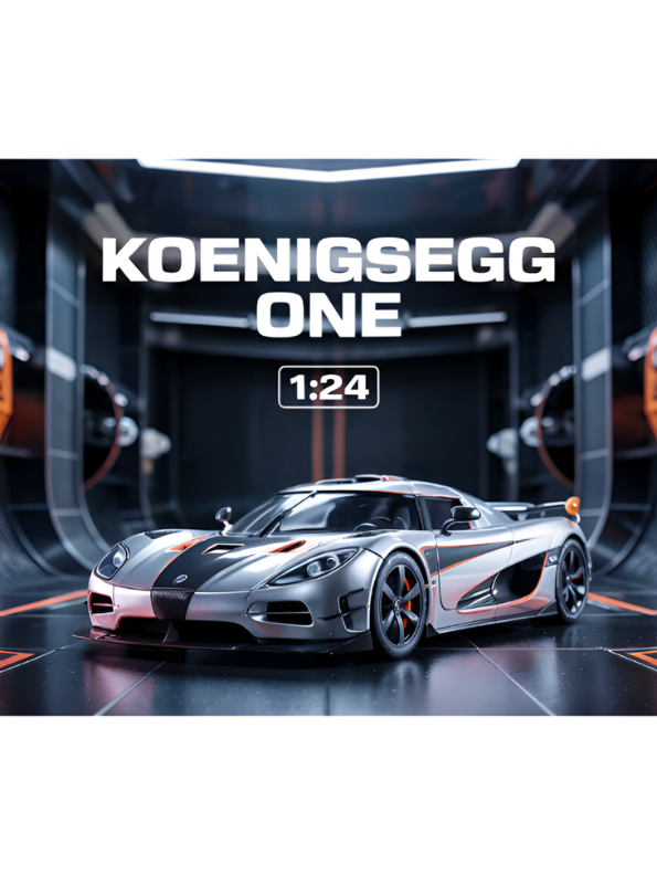 Koenigsegg One:1 Diecast Car Model 1:24 Scale Alloy Metal Supercar Silver LMI16444.