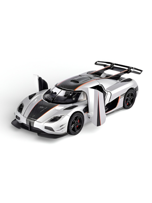 Koenigsegg One:1 Diecast Car Model 1:24 Scale Alloy Metal Supercar Silver LMI16444.