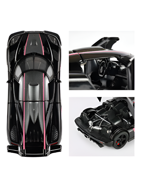 Koenigsegg One:1 Diecast Car Model 1:24 Scale Alloy Metal Supercar Black LMI16444.