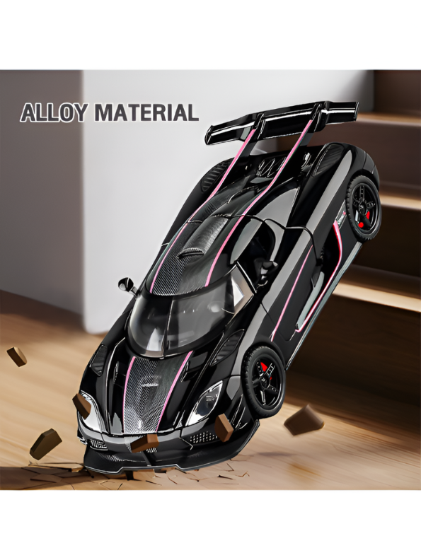 Koenigsegg One:1 Diecast Car Model 1:24 Scale Alloy Metal Supercar Black LMI16444.