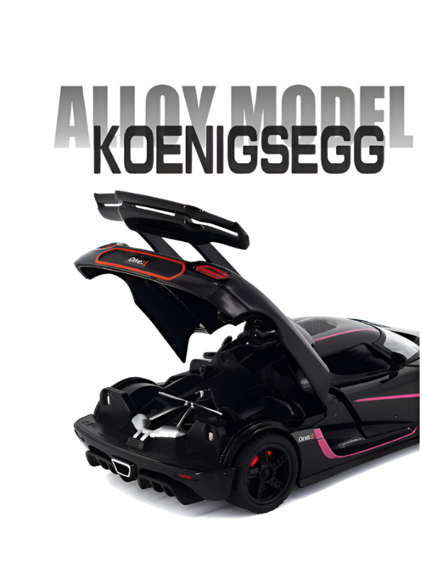 Koenigsegg One:1 Diecast Car Model 1:24 Scale Alloy Metal Supercar Black LMI16444.