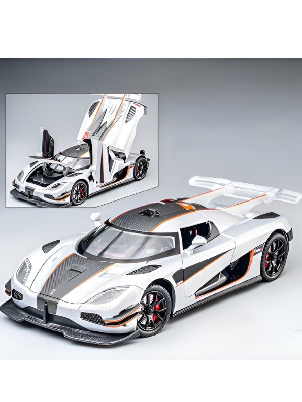 Koenigsegg One:1 Diecast Car Model 1:24 Scale Alloy Metal Supercar Silver LMI16444.