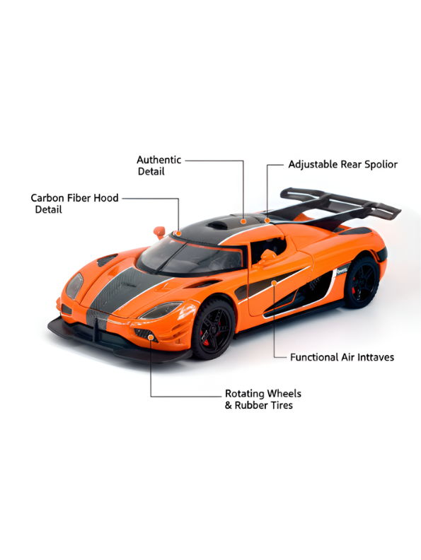 Koenigsegg Agera RS 1:32 Scale Diecast Metal Model Car | Authentic Detail Hypercar Replica with Opening Doors & Hood | Premium Collectible Toy Orange LMI16110