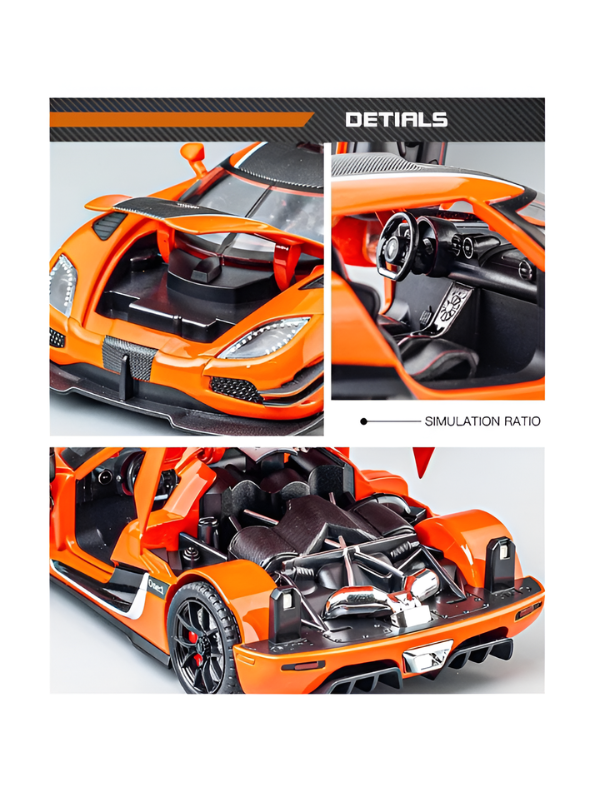 Koenigsegg Agera RS 1:32 Scale Diecast Metal Model Car | Authentic Detail Hypercar Replica with Opening Doors & Hood | Premium Collectible Toy Orange LMI16110